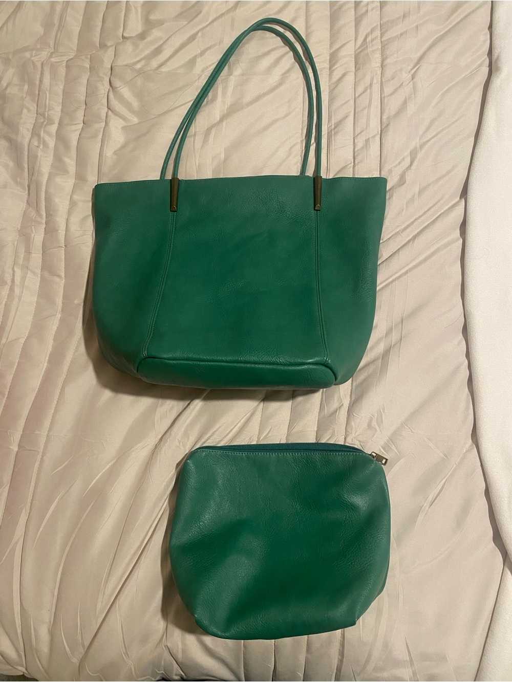 Anthropologie Green Leather Tote Bag - Picture 2 of 6